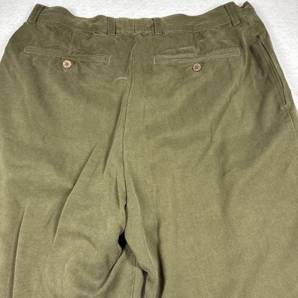 Tommy Bahama Men's Silk Pleated Dress Pants 36x27 Khaki Green Relaxed Fit - Picture 10 of 14